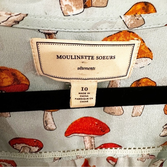 RARE Anthropologie Moulinette Soeurs Toadstool Mushroom Women’s Tie Front Blouse - Picture 6 of 14